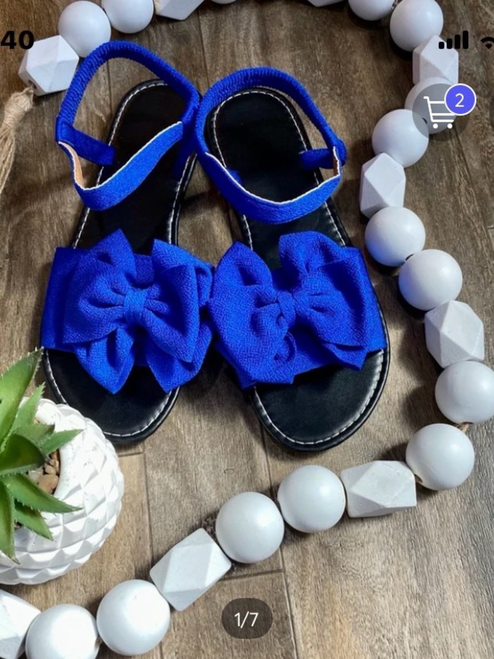 Cobalt Bow Tie Toe Ankle Strap Sandals